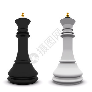白3D象棋上孤立的黑白棋子图片