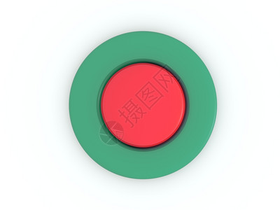 白色背景上孤立的圆形红色绿按钮3D图标图片