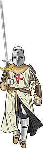 矢量中世纪骑士身穿盔甲图片