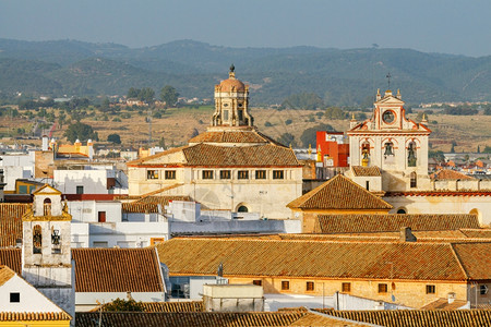 西班牙安达卢亚市Alcazar西班牙科尔多瓦市从空中到城和房屋的顶图片