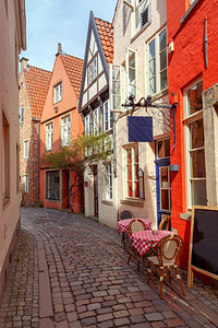 不来梅旧的美景街道古老的中世纪街道城市历史悠久的地方德国图片