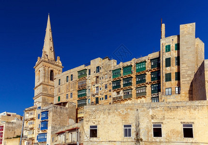 马耳他瓦莱塔的古老石块中世纪建筑图片