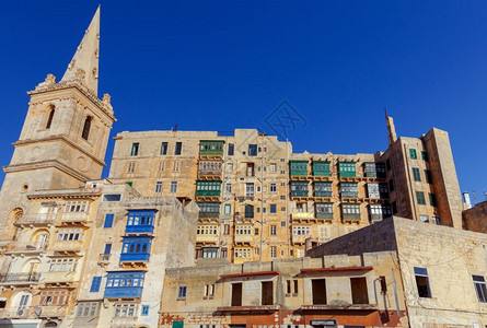 马耳他瓦莱塔的古老石块中世纪建筑图片