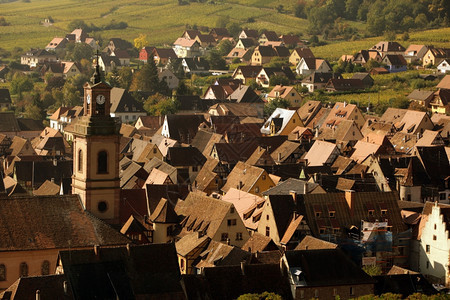 欧洲法兰西阿尔萨斯省欧洲Riquewihr村的olt镇图片
