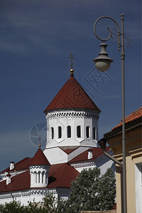 古城维尔纽斯镇在波罗的海立陶宛有一座教堂图片