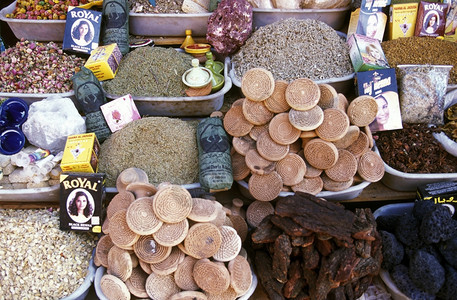 北非摩洛哥老城马拉喀什的Souq或Bazzar市场图片