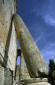 东极黎巴嫩东部中的Baalbek寺庙城背景