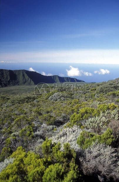 非洲印度洋留尼汪岛四经火山的地貌平原图片