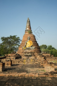 在泰国东南部Bangkok以北的Ayutthaya市历史公园古迹寺庙中在东南方的ThiailandAYUTHAYAYAYA历史公图片