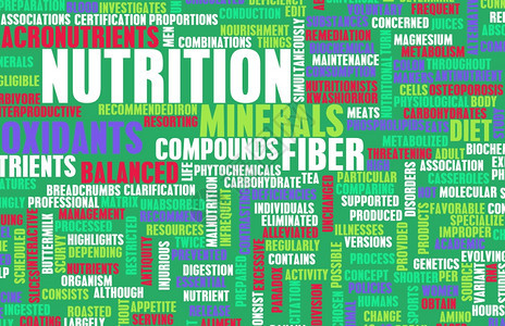 营养摘要作为文字云彩艺术图片