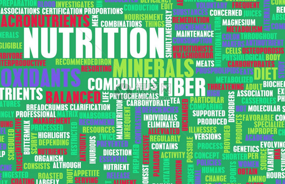 营养摘要作为文字云彩艺术图片