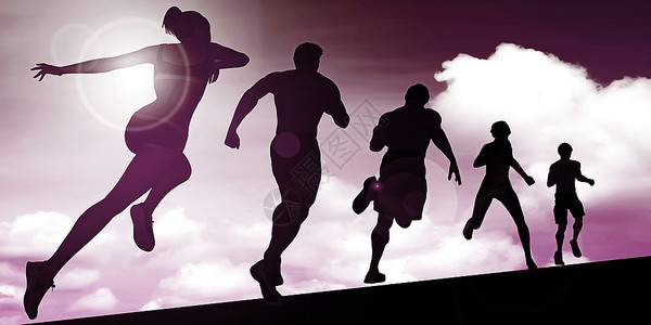 跑步者在阳光下奔跑的剪影未来科技图片