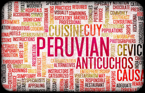 秘鲁食品和烹饪菜单背景及地方食谱图片