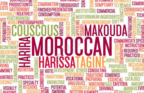 摩洛哥食品和菜单背景及当地食谱图片
