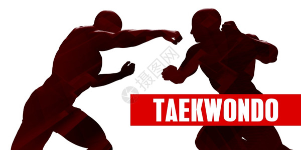 Taekwondo与两个男子战斗的休维特班图片