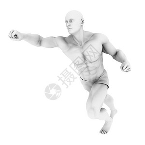 3DRenderI插图中一个男人的超级英雄Pose图片