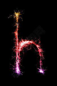 夜间背景的Sparkler烟火浅色字母h小图片