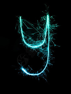 夜间背景的Sparkler烟火灯光字母ySmall字母图片