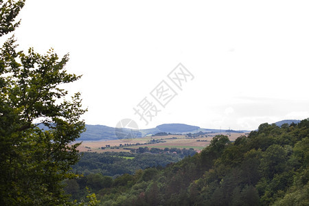 田地和山丘的景观图片