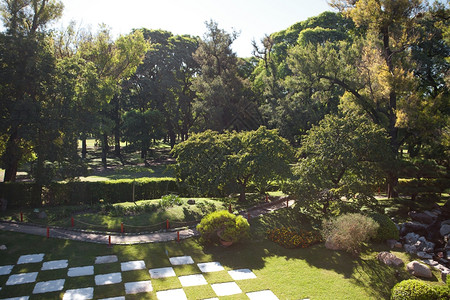 在日本花园的象棋形式中图片