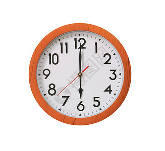 蛋形定时器六点方向的棕色木头时钟隔着白色的棕木头时钟隔着白色背景