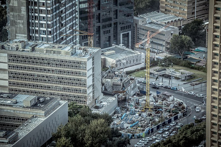 以色列特拉维夫建筑工地的空中观察图片