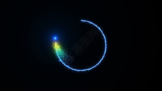 黑色背景上闪光的能量圆圈黑色背景上闪亮的能量圆圈3D投影图片