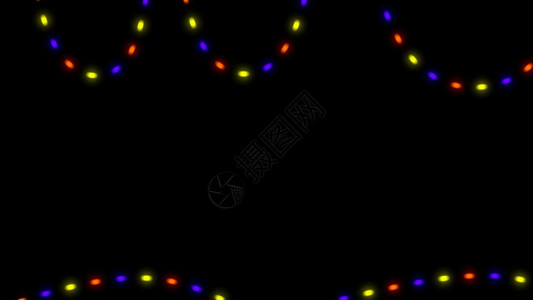 在黑色背景上闪亮的圣诞节灯光3D翻滚图片