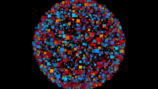 由多彩方块构成的球抽象背景3D投影图片