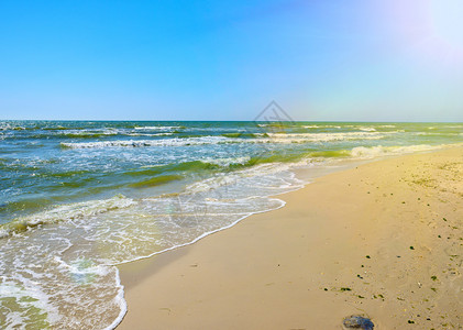 沙滩海边】乌克兰夏季黑海沙滩上背景
