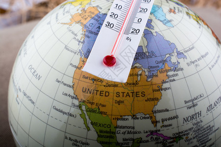 温度计放在一个小模型球上的温度计图片