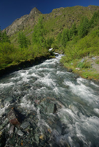 山中的河峡谷附近石头和岩河流附近的头和岩美丽的山地区河美丽地图片