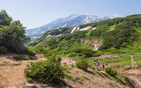 堪察卡的花岗岩森林和田野堪察卡的自然兰森林和田地堪察卡半岛的景观和光辉象图片