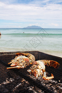 在海边烤海鲜图片