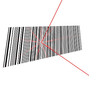 显示有红色激光的条形码图片