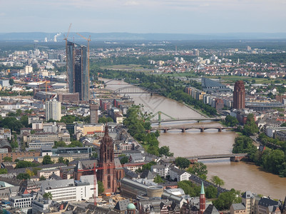 德国美因河畔法兰克福市空中景象图片