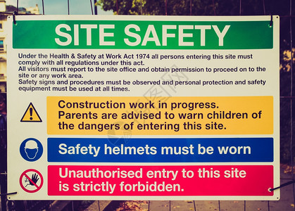 正在施工的建筑地安全标志图片