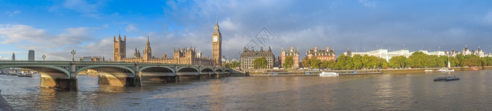威斯敏特大桥威敏特大桥全景有议会两院和英国伦敦大本图片