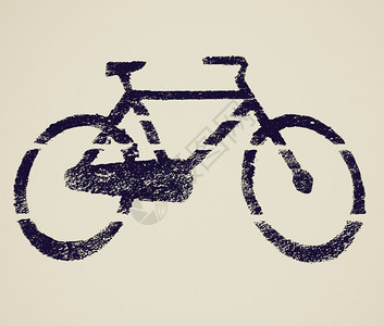 旧的以黑对白Stencil自行车标志背景图片
