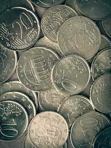 Retro查看欧元硬币的背景图片