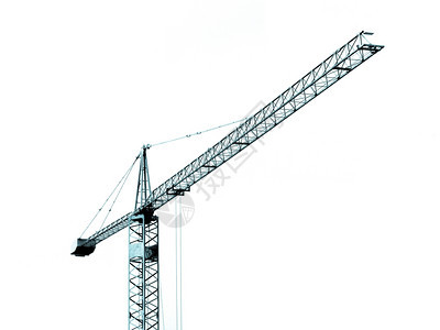 Crane建筑塔起重机在白色背景上隔离冷却的ciano型图片