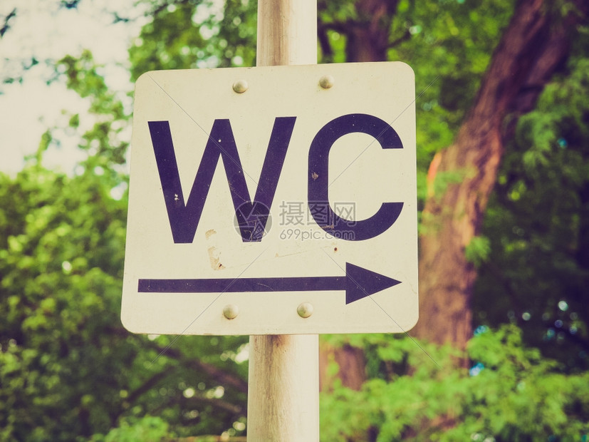 旧的wc或厕所标志的详情