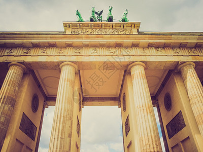 柏林勃兰登堡复古风格复古外观勃兰登堡托勃兰登堡门著名地标在德国柏林图片