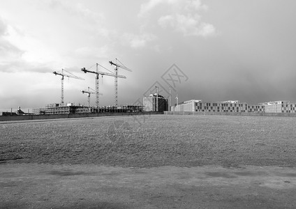 Berlin德国柏林市一个黑白建筑工地的景象图片