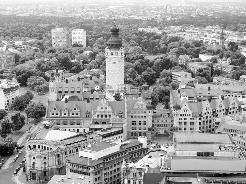 新拉特豪斯莱比锡新拉特豪斯LeipzigNeuesRathaus鸟瞰图意思是新市政厅是1897年雨果利希特HugoLicht以黑图片