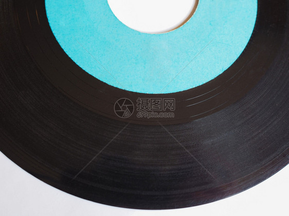 乙烯唱片老旧带有蓝色标签的模拟音乐录制介质图片
