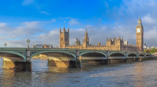威斯敏特大桥全景议会两院和英国伦敦大本桥威斯敏特大桥英国伦敦图片