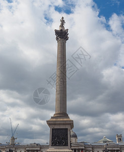 联合王国伦敦Trafalgar广场的Nelson列纪念碑图片