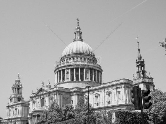 伦敦圣保罗教堂英国伦敦圣保罗教堂黑白图片