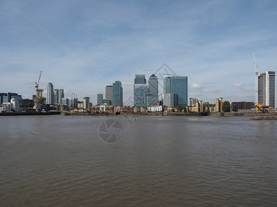 CanaryWharfinLondonWharf商业中心英国伦敦CanaryWharf商业中心从格林威治看到图片